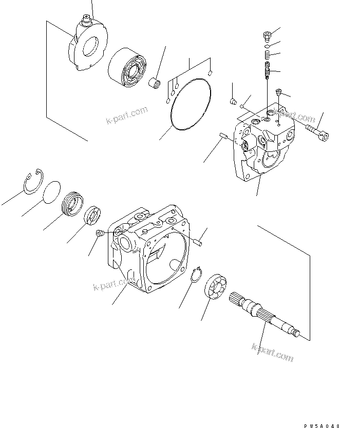 Komatsu parts book diagram for PC40MR-1 S/N 1001-UP: MAIN PUMP (1/6) (AIR CONDITIONER)