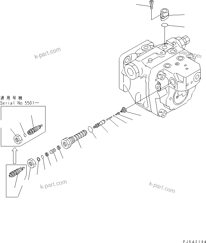 Komatsu parts book diagram for PC40MR-1 S/N 1001-UP: MAIN PUMP (4/6) (AIR CONDITIONER)