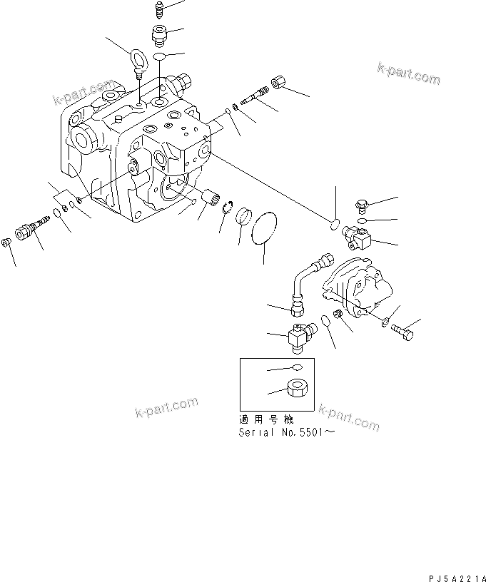 Komatsu parts book diagram for PC40MR-1 S/N 1001-UP: MAIN PUMP (6/6) (AIR CONDITIONER)