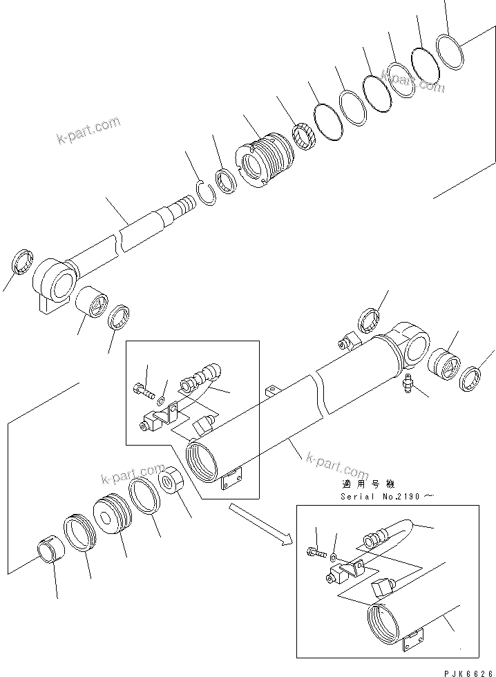 Komatsu parts book diagram for PC40MR-1 S/N 1001-UP: BOOM CYLINDER (INNER PARTS) (CANOPY SPEC.)(#1001-5500)
