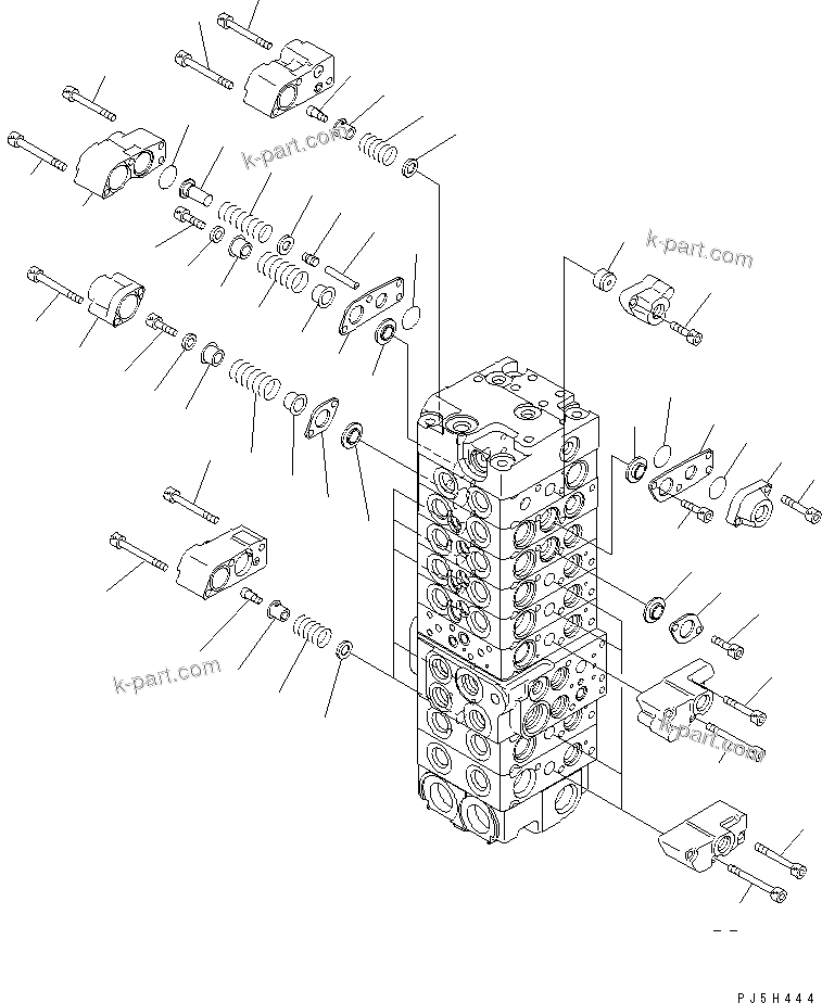 Komatsu parts book diagram for PC40MR-1 S/N 1001-UP: MAIN VALVE (8-VALVE) (4/20)(#5501-)