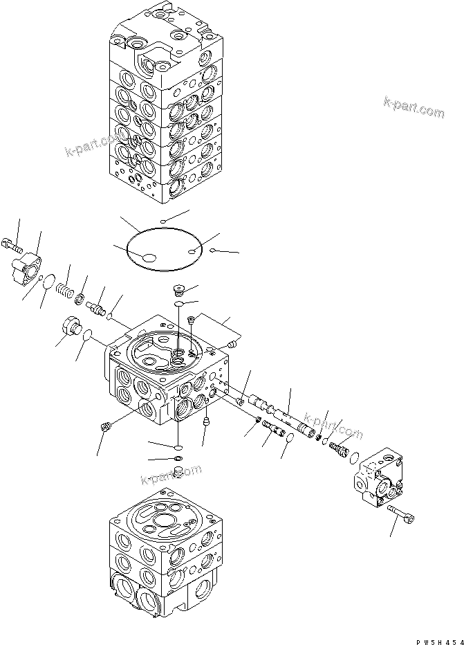 Komatsu parts book diagram for PC40MR-1 S/N 1001-UP: MAIN VALVE (8-VALVE) (14/20)(#5501-)