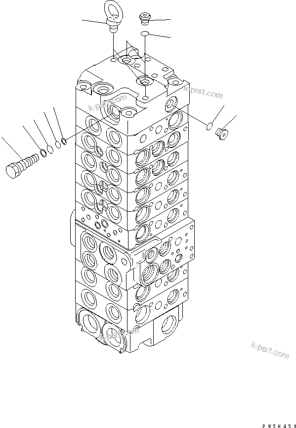 Komatsu parts book diagram for PC40MR-1 S/N 1001-UP: MAIN VALVE (8-VALVE) (19/20)(#5501-)