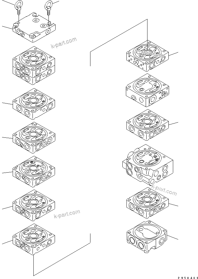 Komatsu parts book diagram for PC40MR-1 S/N 1001-UP: MAIN VALVE (10-VALVE) (1/21) (FOR ATTACHMENT)(#1001-5500)