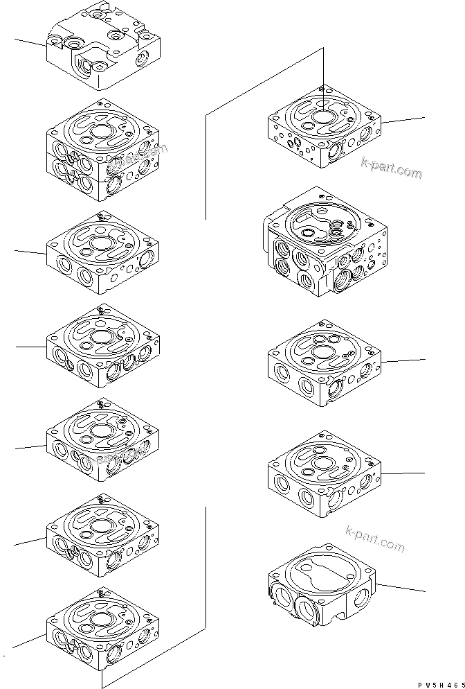 Komatsu parts book diagram for PC40MR-1 S/N 1001-UP: MAIN VALVE (10-VALVE) (1/24) (FOR ATTACHMENT)(#5501-)
