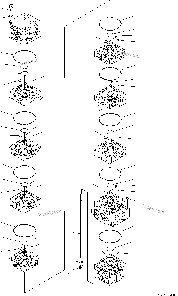 Komatsu parts book diagram for PC40MR-1 S/N 1001-UP: MAIN VALVE (10-VALVE) (2/21) (FOR ATTACHMENT)(#1001-5500)