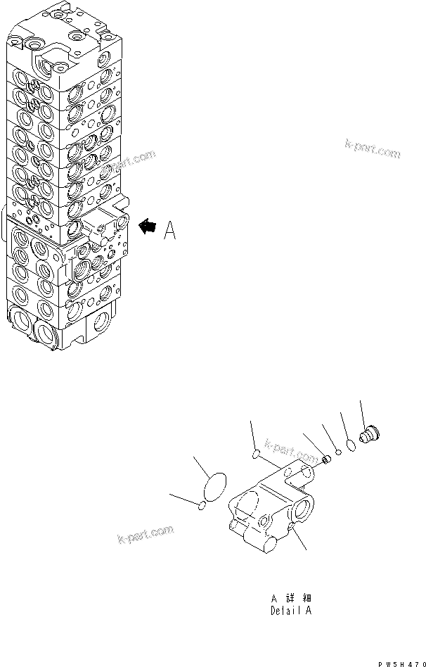 Komatsu parts book diagram for PC40MR-1 S/N 1001-UP: MAIN VALVE (10-VALVE) (6/24) (FOR ATTACHMENT)(#5501-)