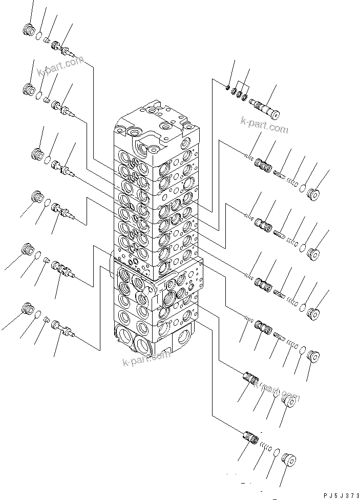 Komatsu parts book diagram for PC40MR-1 S/N 1001-UP: MAIN VALVE (10-VALVE) (11/24) (FOR ATTACHMENT)(#5501-)