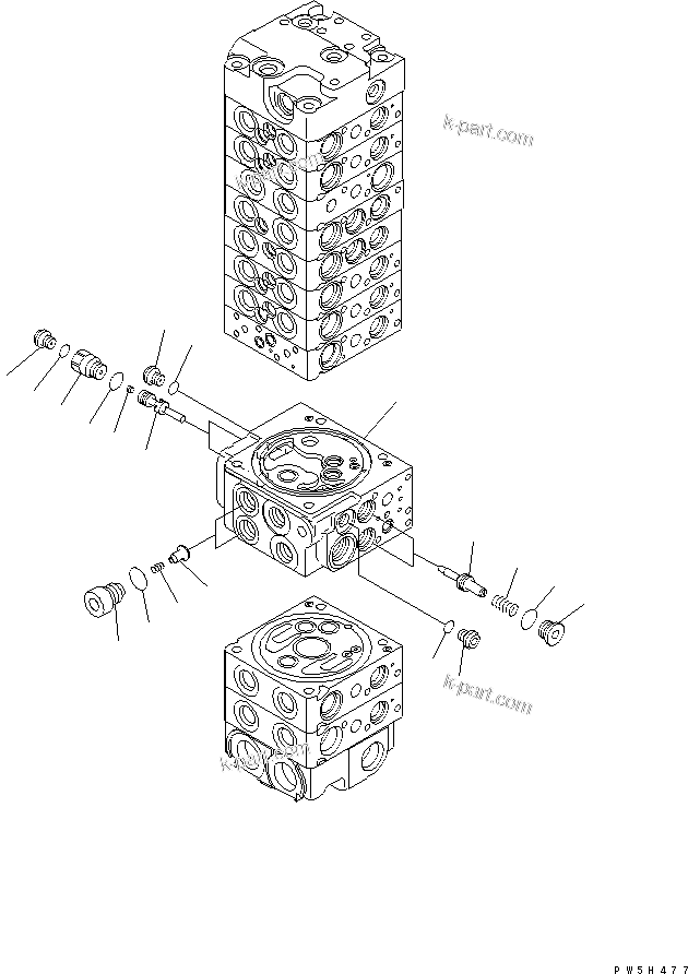 Komatsu parts book diagram for PC40MR-1 S/N 1001-UP: MAIN VALVE (10-VALVE) (13/24) (FOR ATTACHMENT)(#5501-)