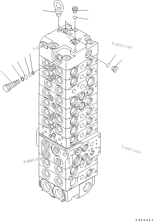 Komatsu parts book diagram for PC40MR-1 S/N 1001-UP: MAIN VALVE (10-VALVE) (19/24) (FOR ATTACHMENT)(#5501-)