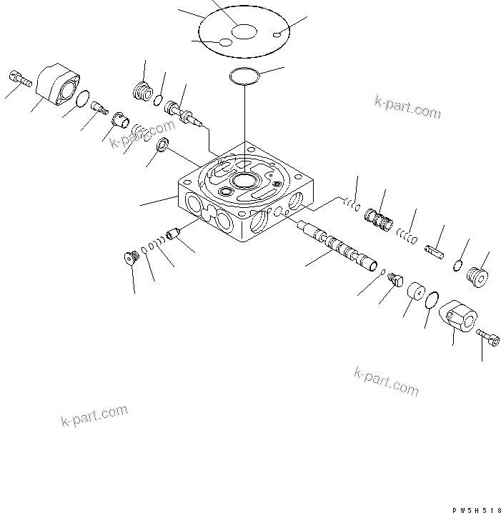 Komatsu parts book diagram for PC40MR-1 S/N 1001-UP: SERVICE VALVE (1/2)(#1001-4000)