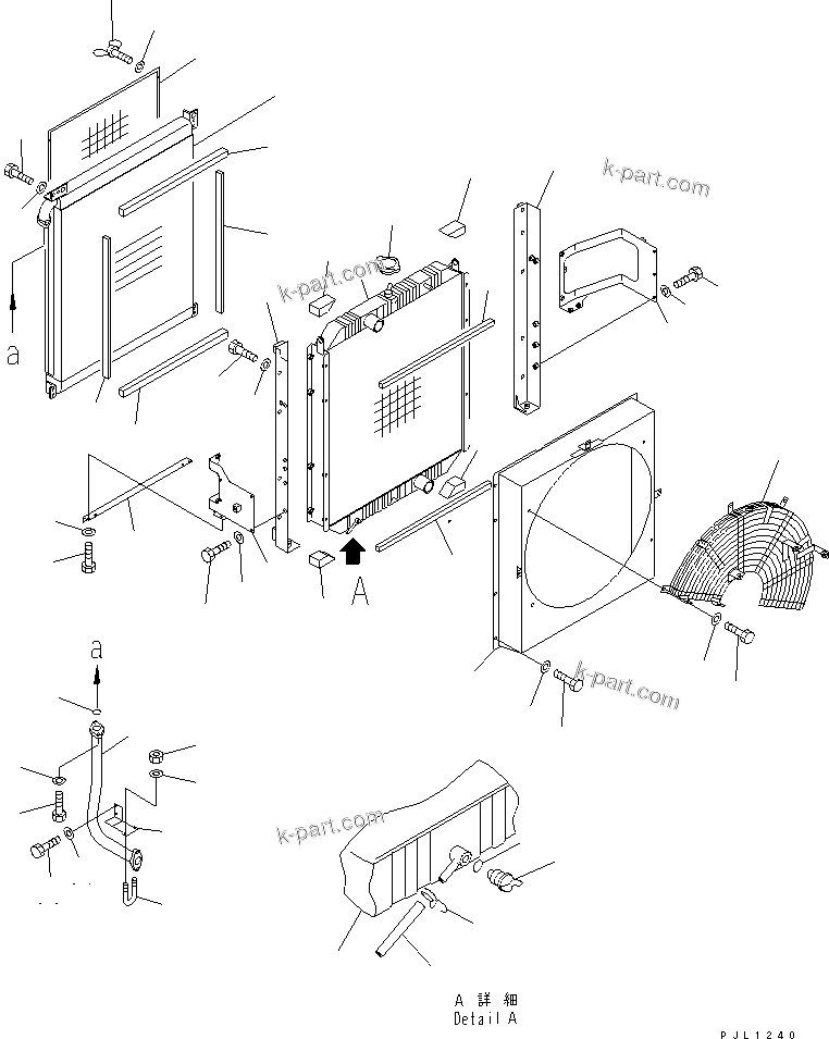 Komatsu parts book diagram for PC450LC-6 S/N 10001-UP: COOLING (RADIATOR AND OIL COOLER) (AIR CONDITIONER LESS)(#12130-)