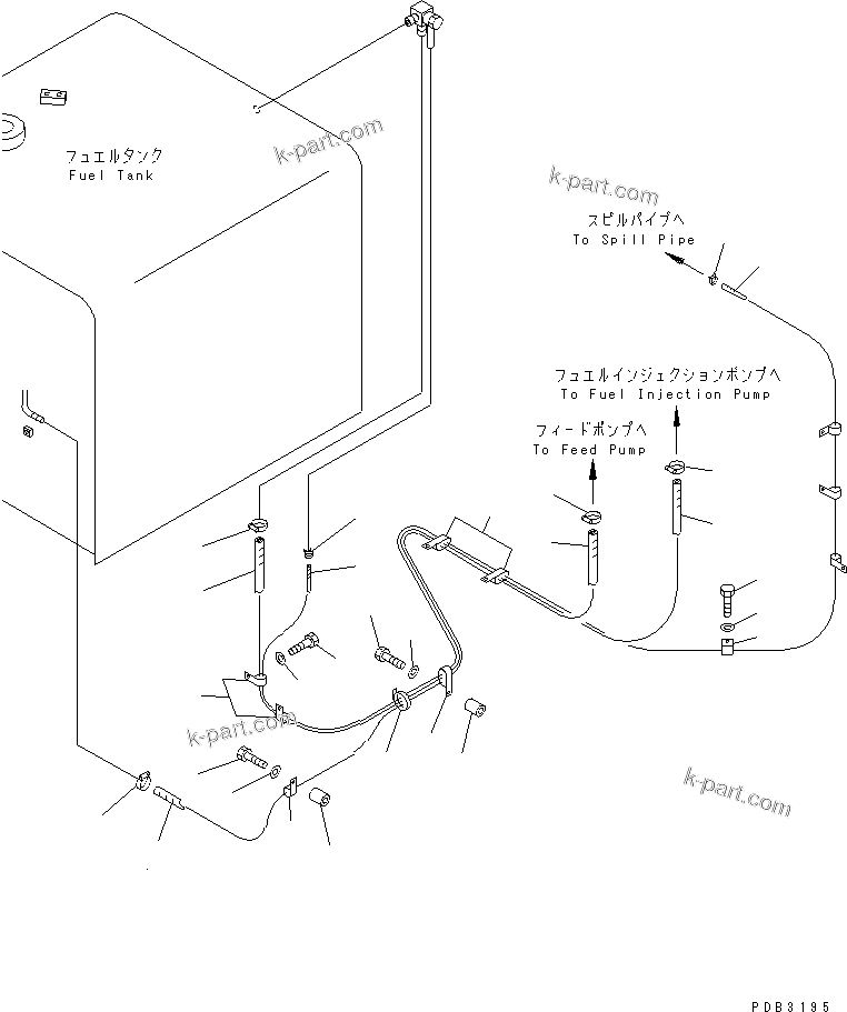 Komatsu parts book diagram for PC450LC-6 S/N 10001-UP: FUEL LINE (WITH WATER SEPARATER)