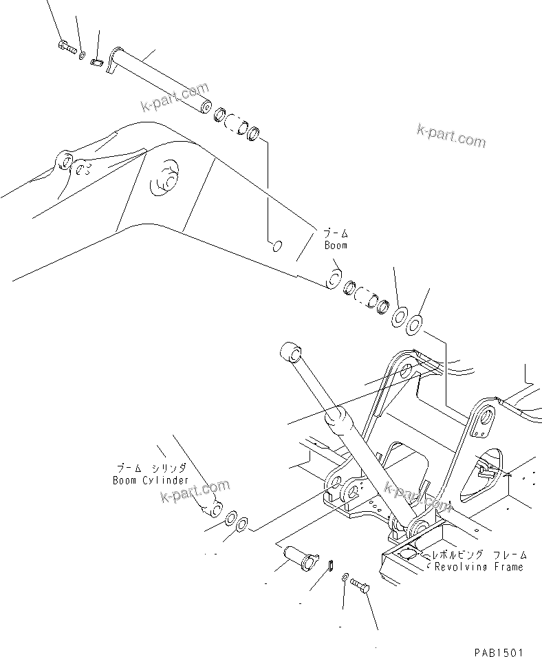Komatsu parts book diagram for PC450LC-6 S/N 10001-UP: BOOM FOOT PIN