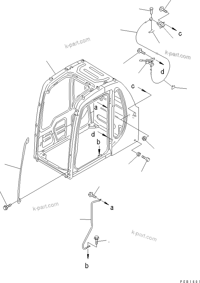 Komatsu parts book diagram for PC450LC-6 S/N 10001-UP: OPERATOR'S CAB (CAB ? GRIP AND OPEN LOCK) (FOR GUARD)(#10001-11999)