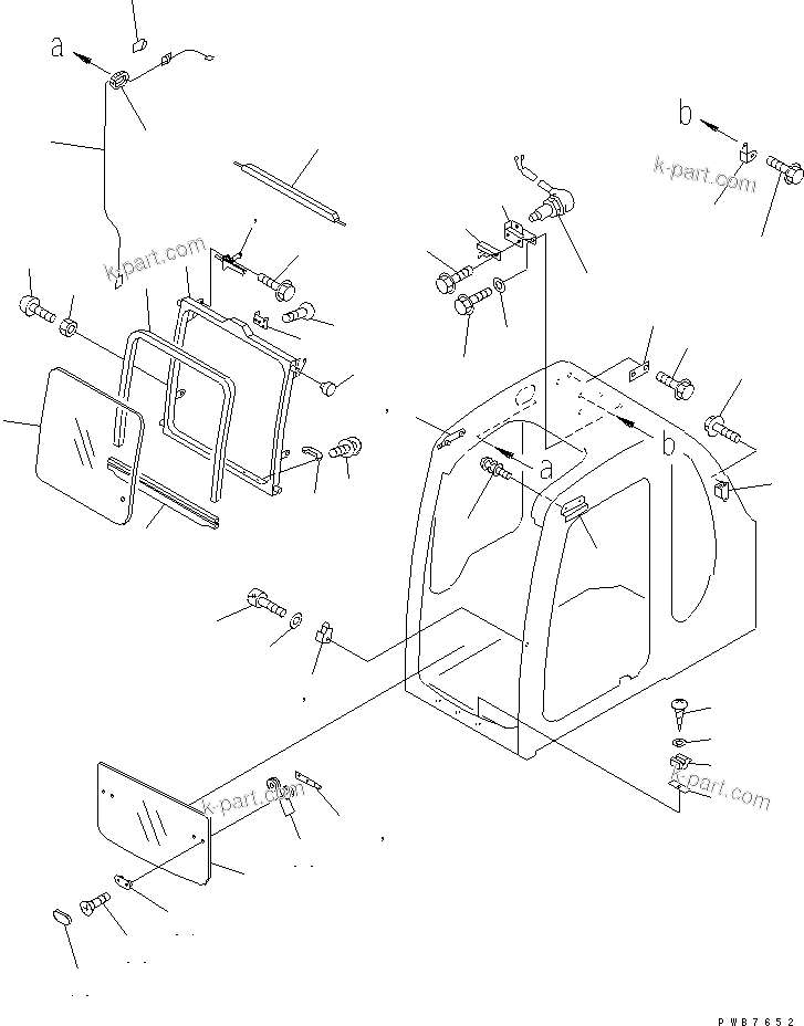 Komatsu parts book diagram for PC450LC-6 S/N 10001-UP: OPERATOR'S CAB (FRONT WINDOW)(#12001-)