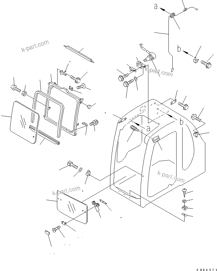 Komatsu parts book diagram for PC450LC-6 S/N 10001-UP: OPERATOR'S CAB (FRONT WINDOW) (FOR SEE THROUGH ROOF)(#12001-)