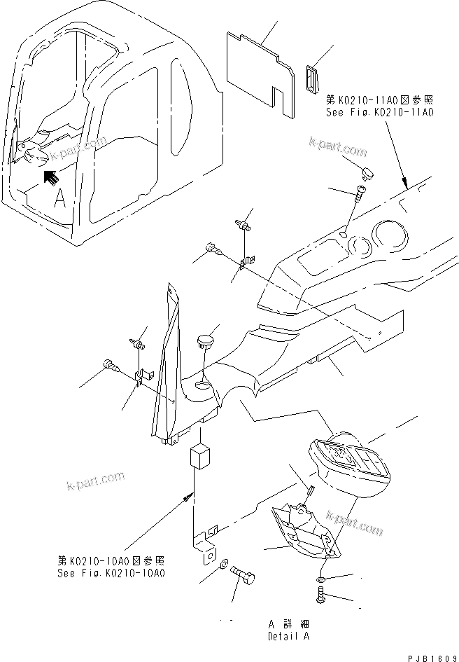 Komatsu parts book diagram for PC450LC-6 S/N 10001-UP: OPERATOR'S CAB (PANEL COVER AND MONITOR SYSTEM) (WITH AIR CONDITIONER)(#10001-11999)