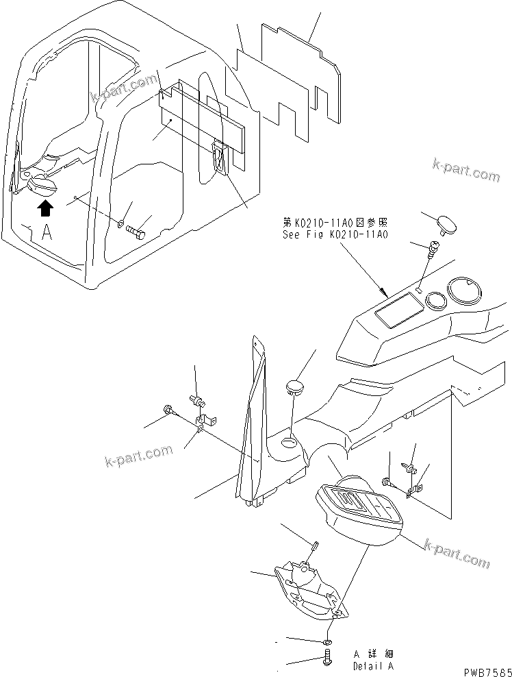 Komatsu parts book diagram for PC450LC-6 S/N 10001-UP: OPERATOR'S CAB (PANEL COVER AND MONITOR SYSTEM) (WITH AIR CONDITIONER)(#12001-)