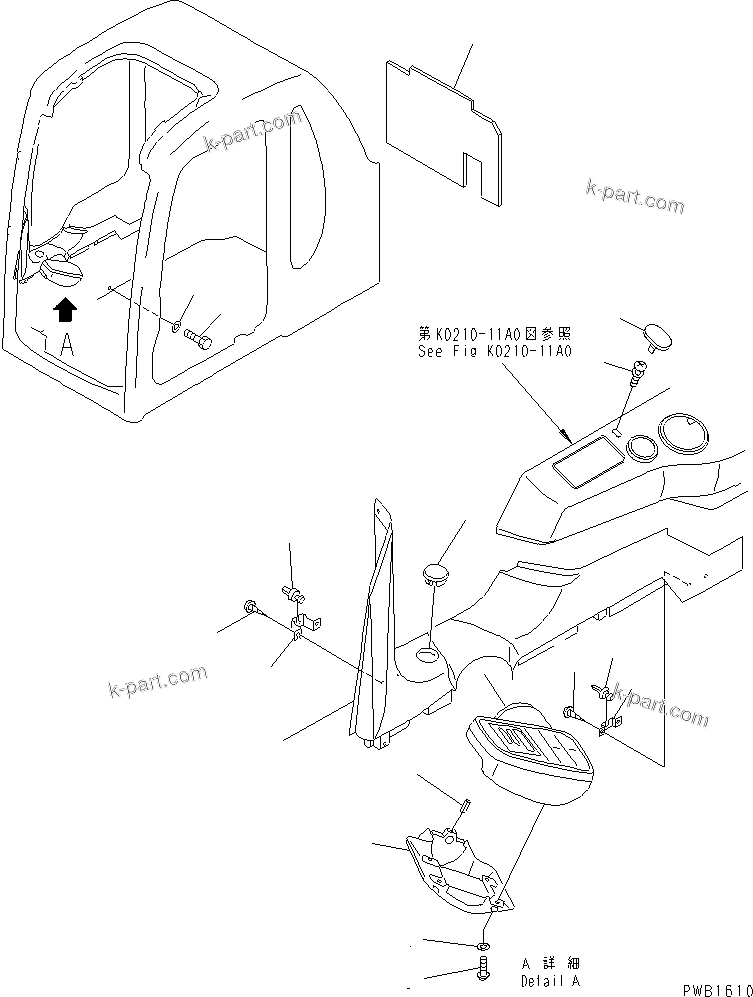 Komatsu parts book diagram for PC450LC-6 S/N 10001-UP: OPERATOR'S CAB (PANEL COVER AND MONITOR SYSTEM) (WITH HEATER)(#10001-11999)