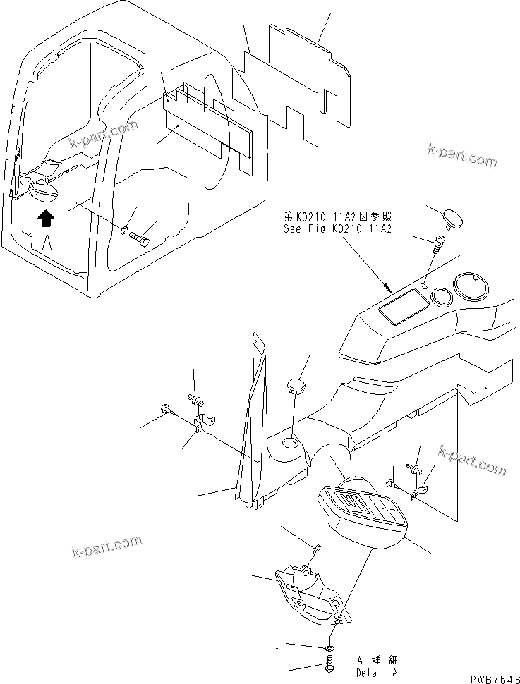 Komatsu parts book diagram for PC450LC-6 S/N 10001-UP: OPERATOR'S CAB (PANEL COVER AND MONITOR SYSTEM) (WITH HEATER)(#12001-)