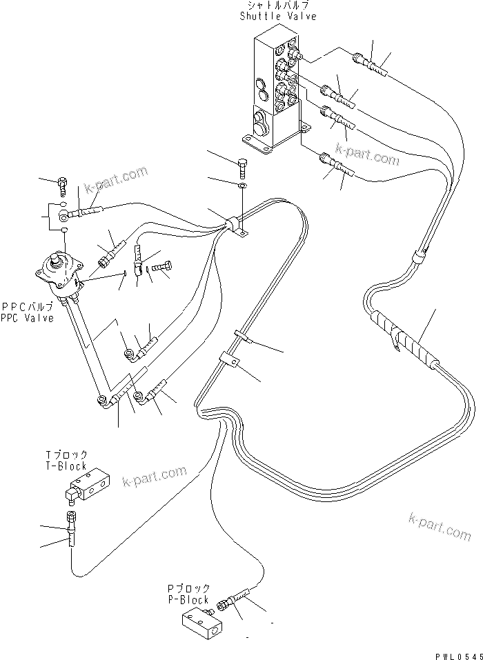 Komatsu parts book diagram for PC450LC-6 S/N 10001-UP: FLOOR FRAME (PPC WORK LINE) (HOSE)(#12104-)