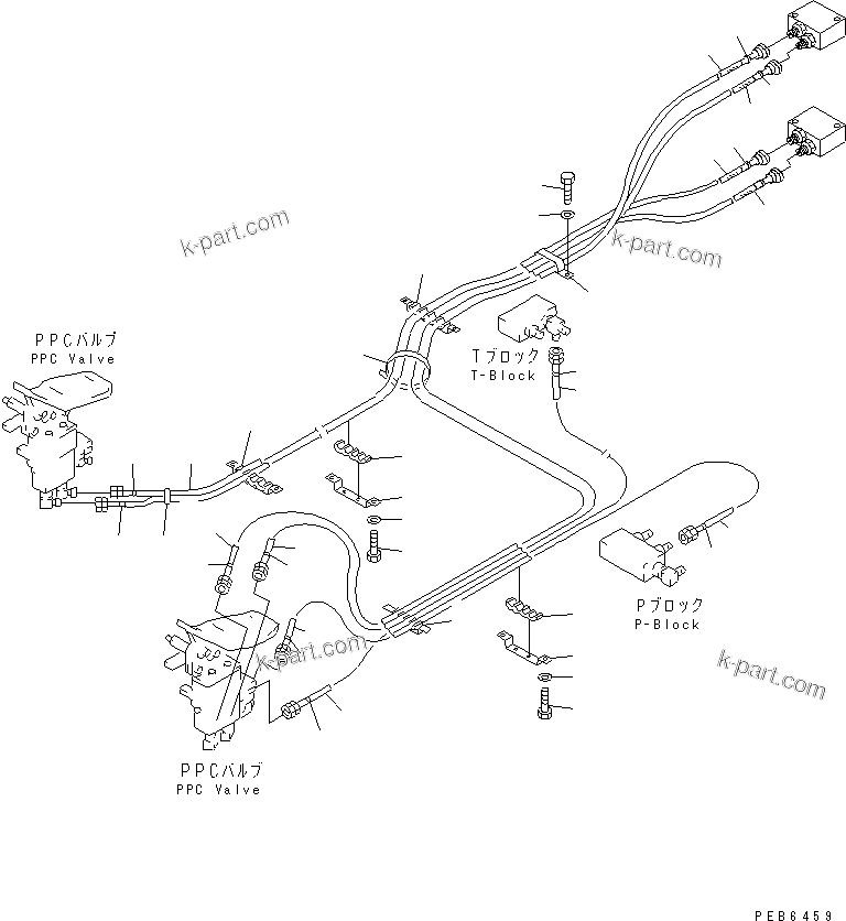 Komatsu parts book diagram for PC450LC-6 S/N 10001-UP: FLOOR FRAME (ATTACHMENT PPC LINE) (PPC) (2 ACTUATOR)(#10209-11999)