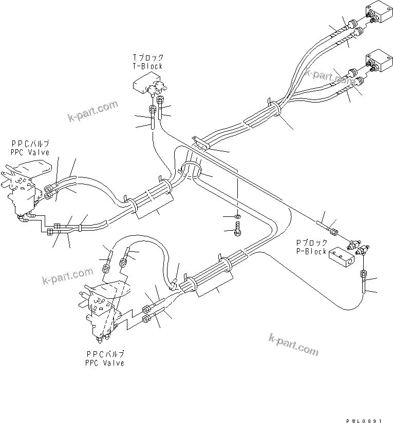 Komatsu parts book diagram for PC450LC-6 S/N 10001-UP: FLOOR FRAME (ATTACHMENT PPC LINE) (PPC) (2 ACTUATOR)(#12595-)