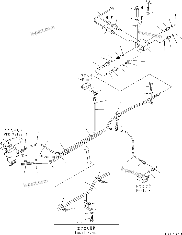 Komatsu parts book diagram for PC450LC-6 S/N 10001-UP: ATTACHMENT PPC LINE (PPC) (1 ACTUATOR) (KIT)(#10209-)