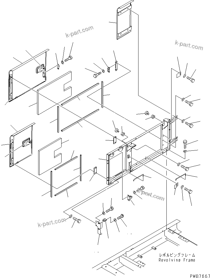 Komatsu parts book diagram for PC450LC-6 S/N 10001-UP: RIGHT SIDE DOOR (MACHINE CAB)(#12001-12143)