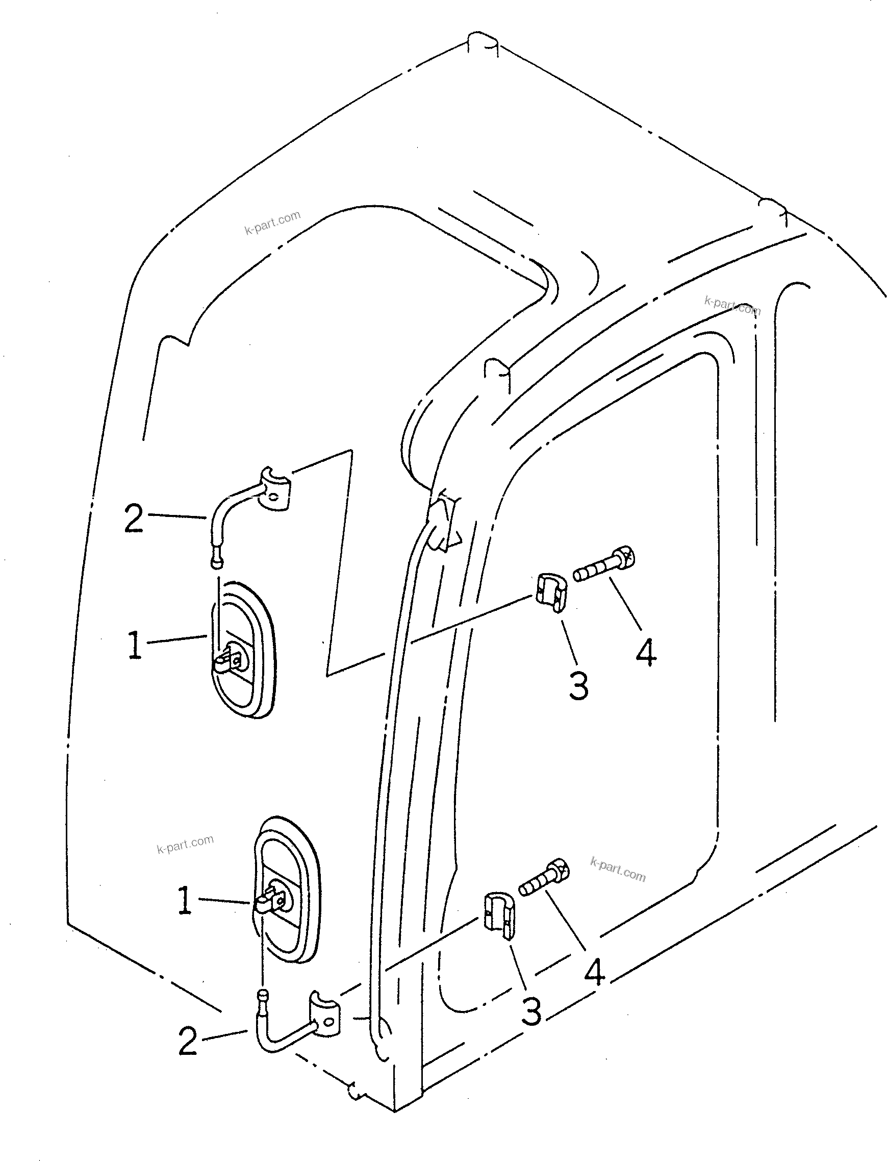 Komatsu parts book diagram for PC450LC-6 S/N 10001-UP: REAR VIEW MIRROR ? L.H.(#10001-10123)