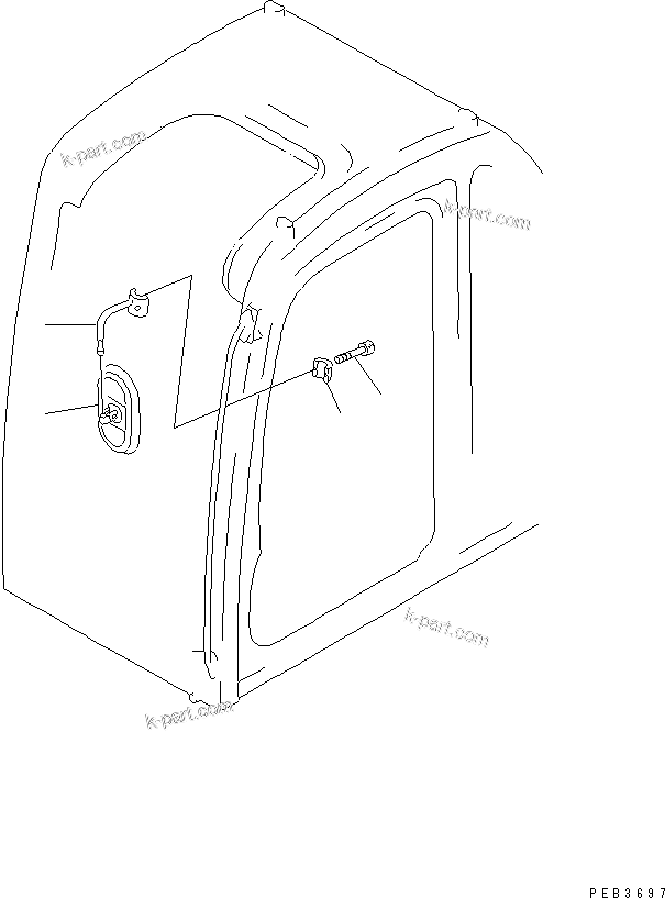 Komatsu parts book diagram for PC450LC-6 S/N 10001-UP: REAR VIEW MIRROR ? L.H.(#10124-)