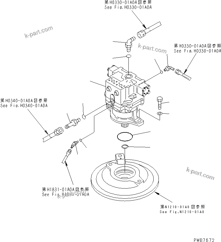 Komatsu parts book diagram for PC450LC-6 S/N 10001-UP: SWING MOTOR (CONNECTING PARTS)(#12001-)