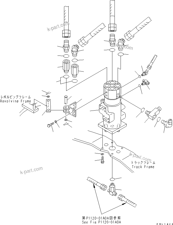 Komatsu parts book diagram for PC450LC-6 S/N 10001-UP: SWIVEL JOINT (CONNECTING PARTS) (TRAVEL SPEED 3RD)(#12144-)