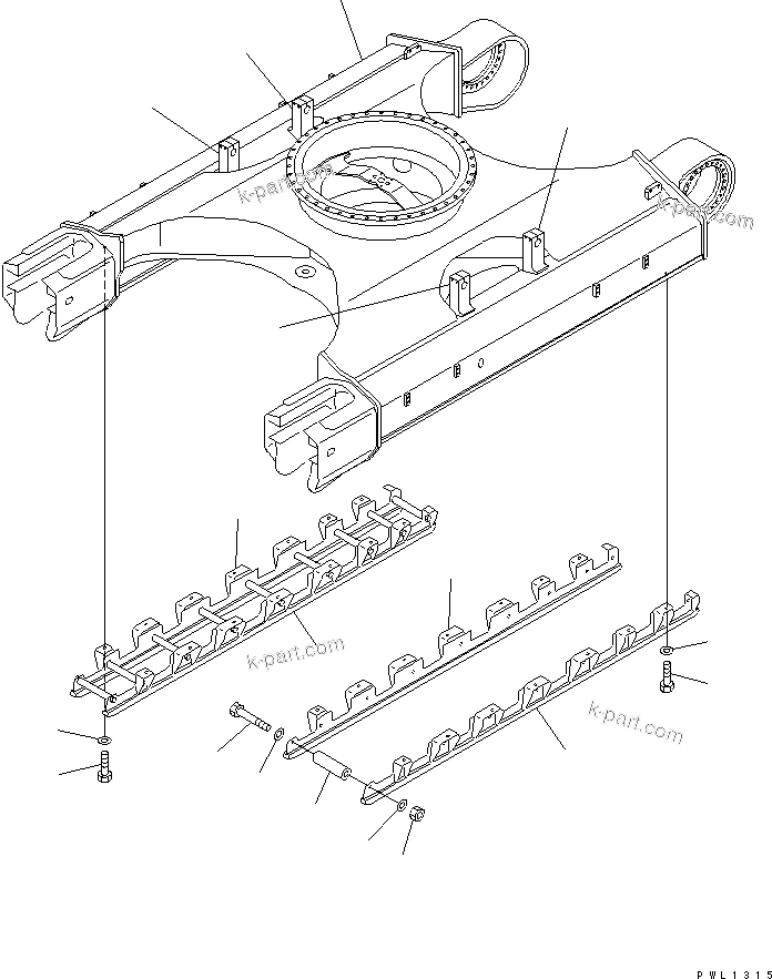 Komatsu parts book diagram for PC450LC-6 S/N 10001-UP: TRACK FRAME (FULL ROLLER GUARD)(#12144-)