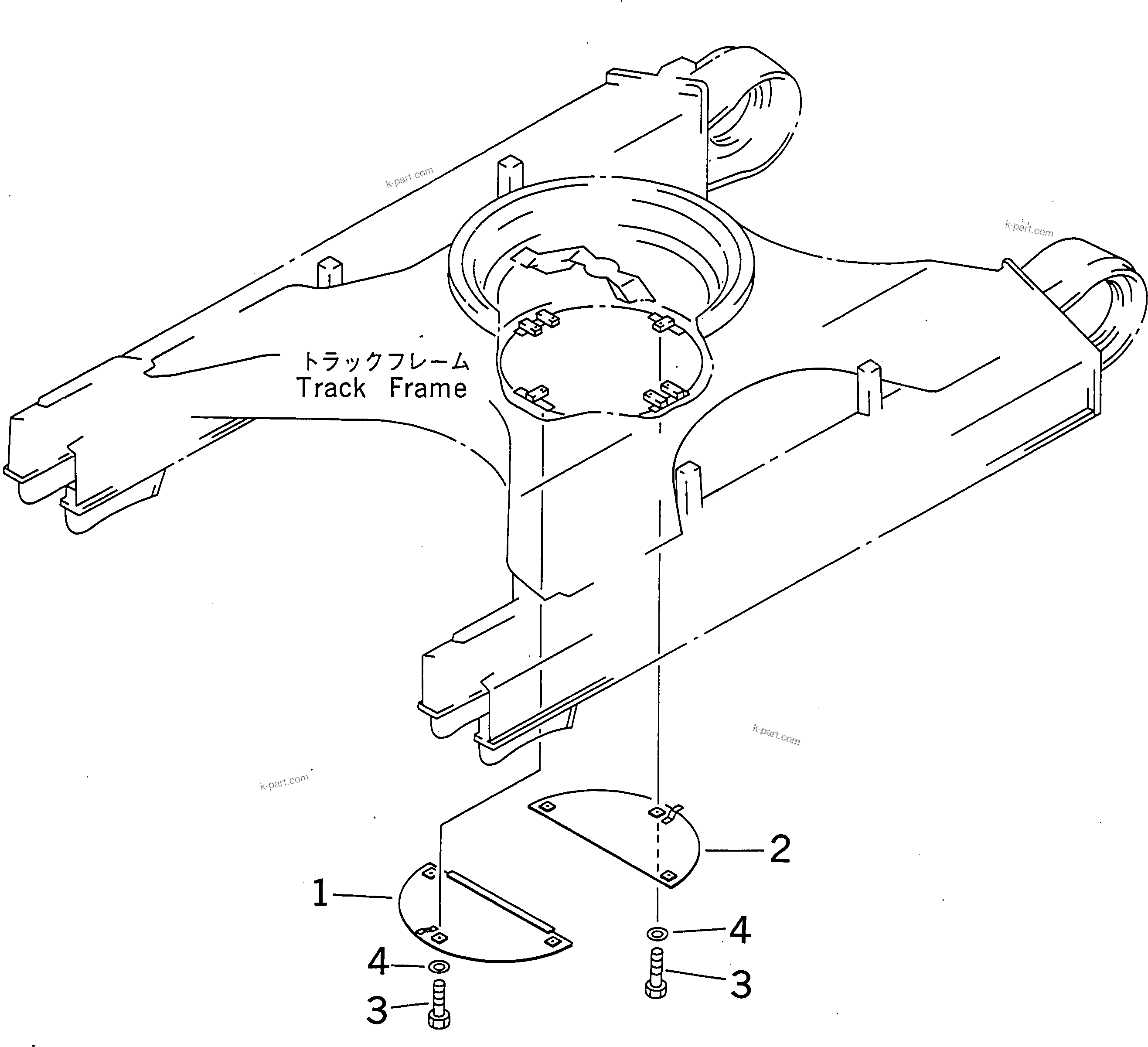 Komatsu parts book diagram for PC450LC-6 S/N 10001-UP: UNDER COVER (FOR TRACK FRAME)