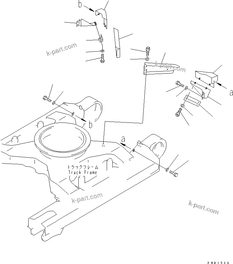 Komatsu parts book diagram for PC450LC-6 S/N 10001-UP: TRAVEL PIPING GUARD (FOR VARIABLE GAUGE)