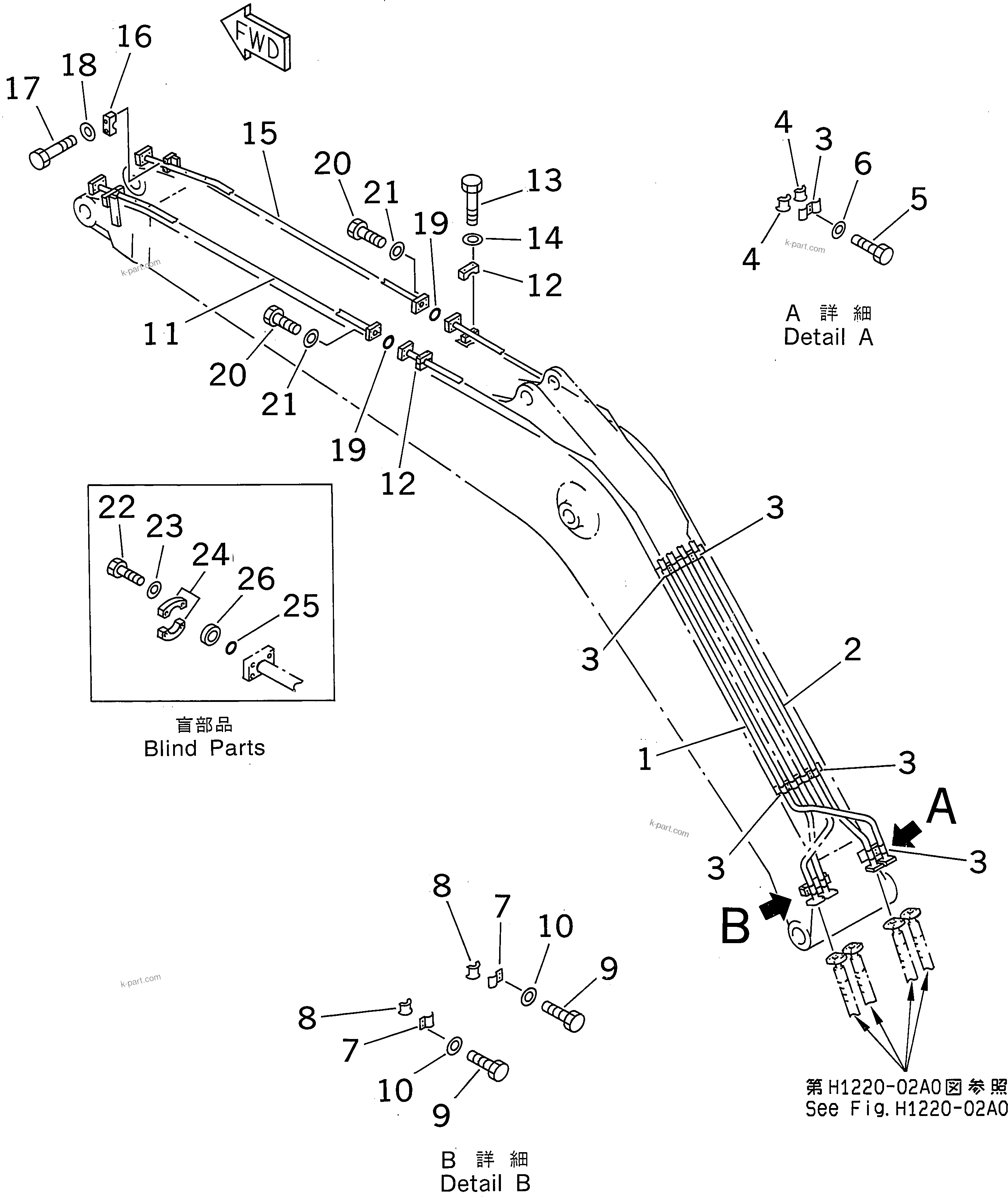 Komatsu parts book diagram for PC450LC-6 S/N 10001-UP: BOOM (BUCKET CYLINDER LINE)