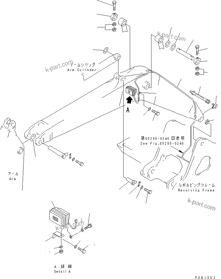 Komatsu parts book diagram for PC450LC-6 S/N 10001-UP: BOOM (CYLINDER PIN AND WORKING LAMP)(#10001-10025)