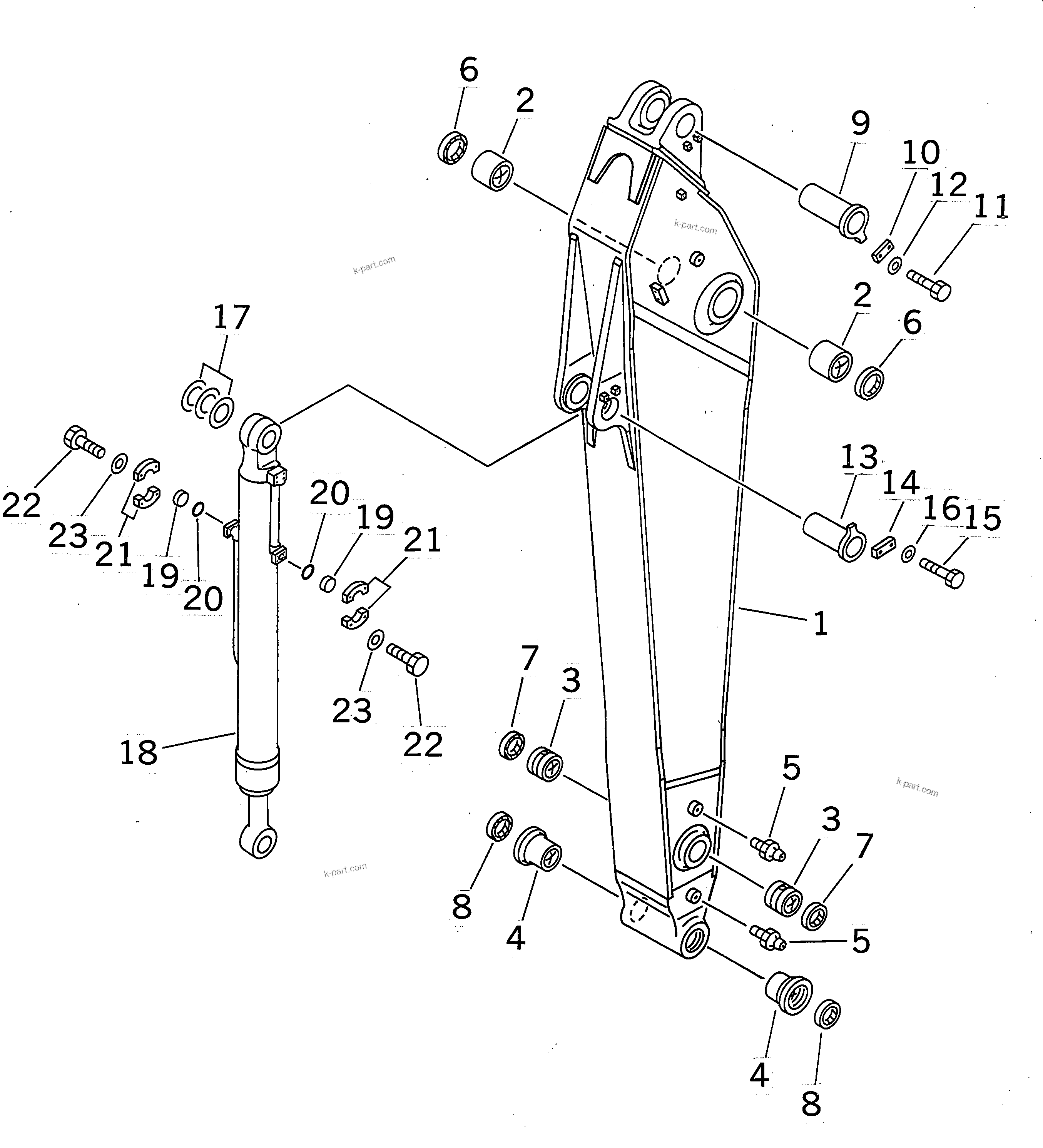 Komatsu parts book diagram for PC450LC-6 S/N 10001-UP: ARM (3.2M) (HEAVY DUTY) (ARM AND BUCKET CYLINDER) (FOR COMPONENT)(#12001-)