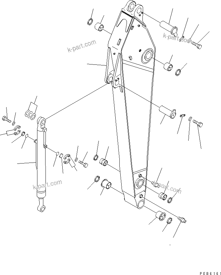 Komatsu parts book diagram for PC450LC-6 S/N 10001-UP: ARM (3.4M) (HEAVY DUTY) (ARM AND BUCKET CYLINDER) (WIHT AUTO GREASING) (FOR COMPONENT)