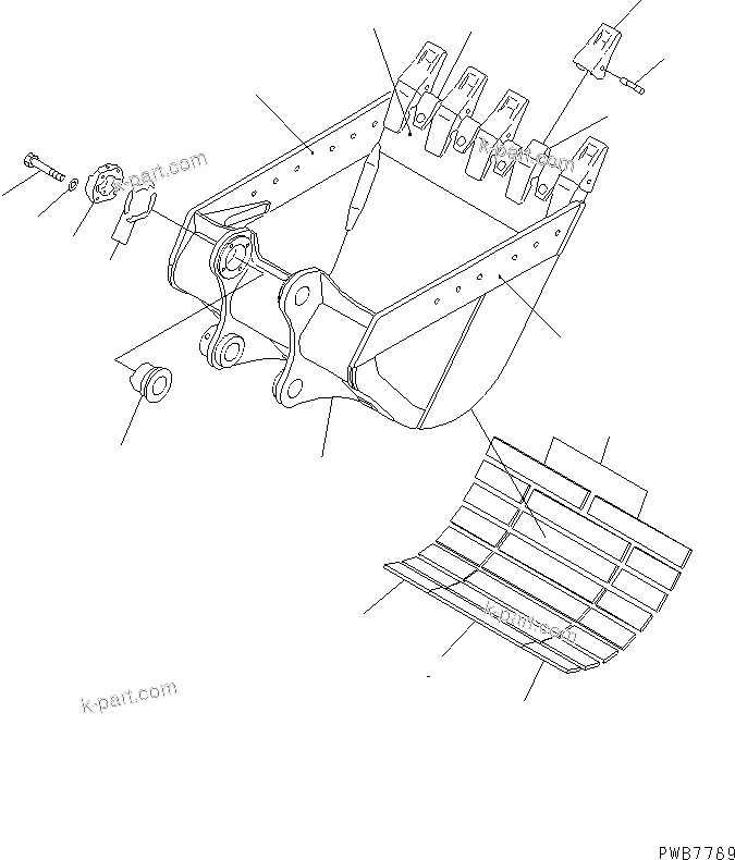 Komatsu parts book diagram for PC450LC-6 S/N 10001-UP: BUCKET ? 2.1M3 (CECE 1.8M3) ? 1565MM (HEAVY DUTY) (WITH ADJUSTING)(#12001-)