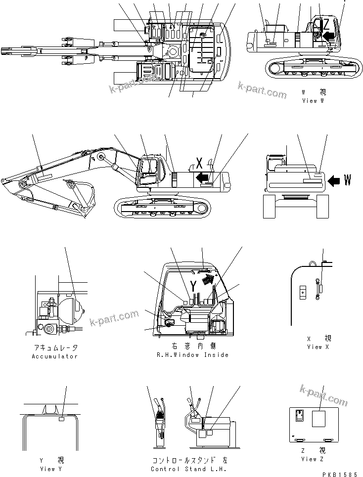 Komatsu parts book diagram for PC450LC-6 S/N 10001-UP: DECAL AND PLATE (JAPANESE)(#10001-12143)