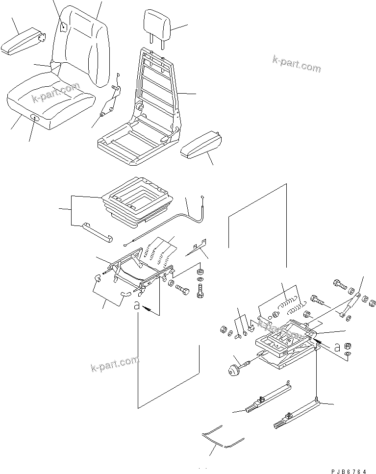 Komatsu parts book diagram for PC450LC-6 S/N 10001-UP: OPERATOR'S SEAT ASS'Y (TILT) (SUSPENSION TYPE)