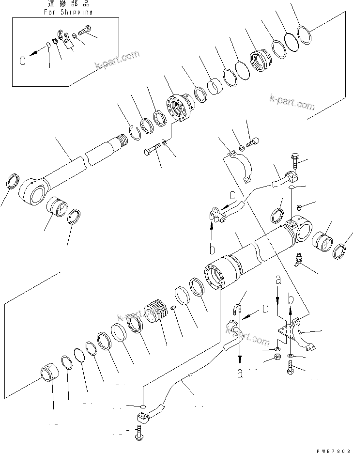 Komatsu parts book diagram for PC450LC-6 S/N 10001-UP: B00M CYLINDER(#12001-)