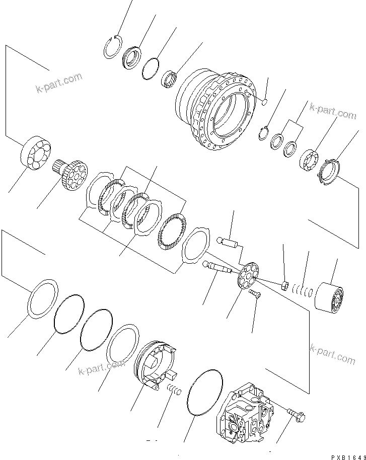 Komatsu parts book diagram for PC450LC-6 S/N 10001-UP: TRAVEL MOTOR (2/3)