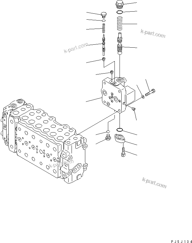 Komatsu parts book diagram for PC450LC-6 S/N 10001-UP: MAIN VALVE (1-ACTUATOR) (10/12)