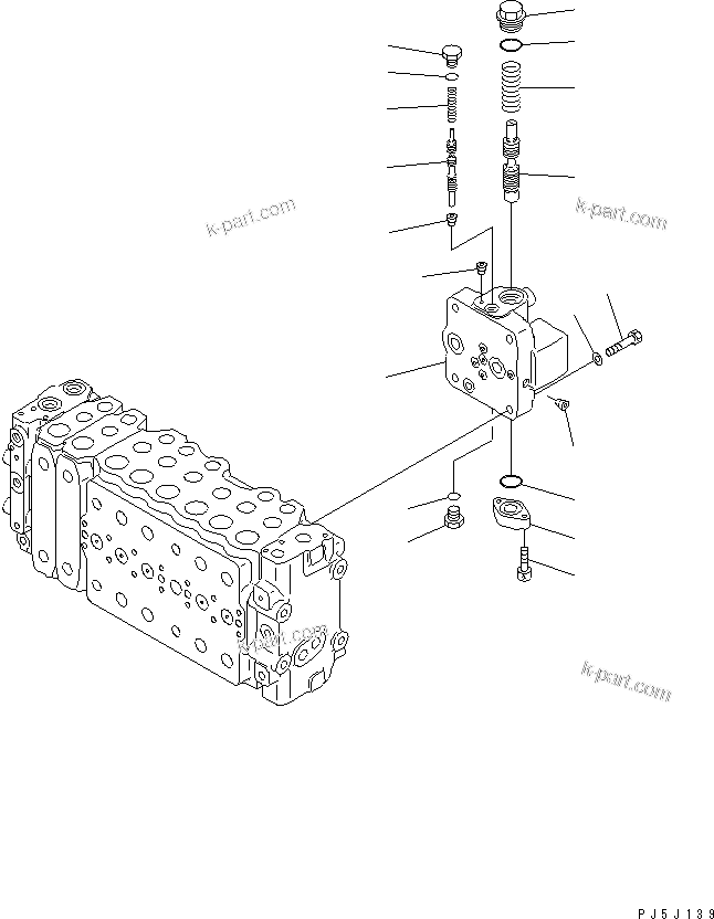 Komatsu parts book diagram for PC450LC-6 S/N 10001-UP: MAIN VALVE (2-ACTUATOR) (10/15)
