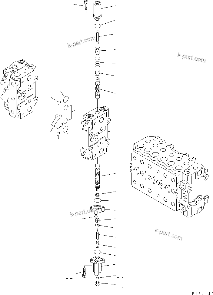 Komatsu parts book diagram for PC450LC-6 S/N 10001-UP: MAIN VALVE (2-ACTUATOR) (11/15)