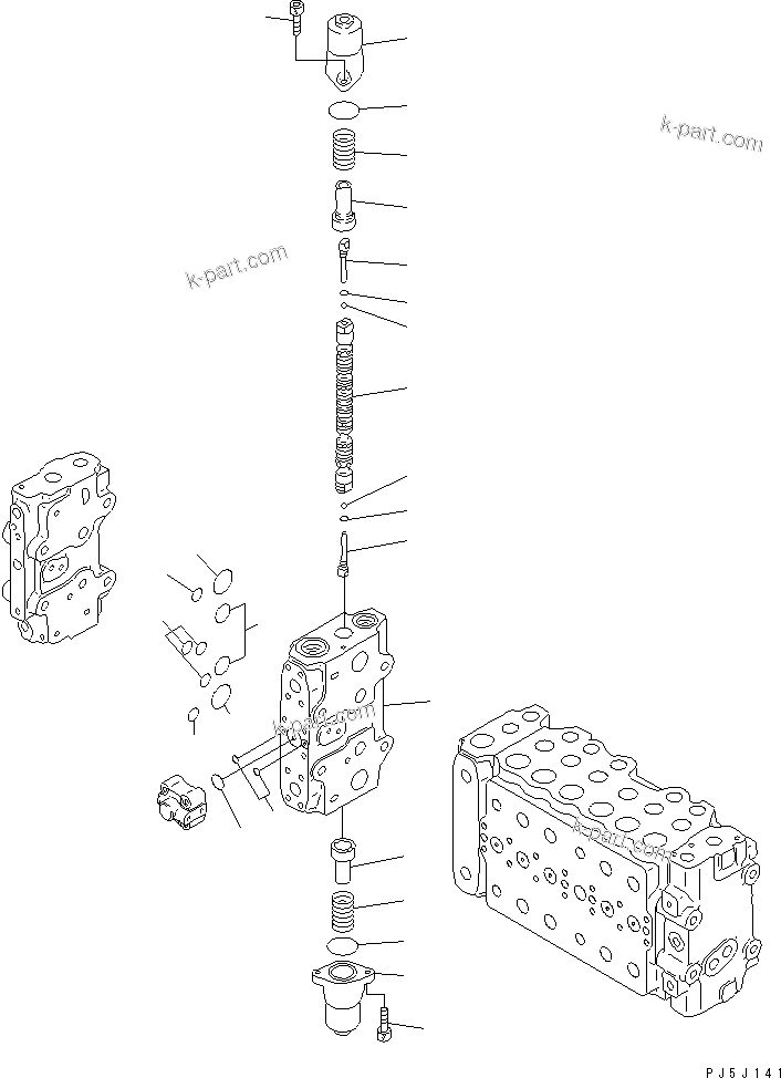 Komatsu parts book diagram for PC450LC-6 S/N 10001-UP: MAIN VALVE (2-ACTUATOR) (13/15)